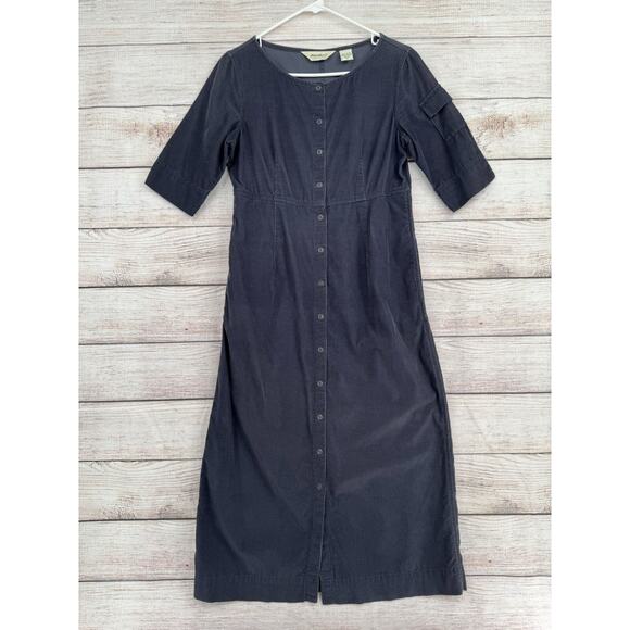 Eddie Bauer Snap Down Corduroy Maxi Dress Women's Size Petite XS Blue - Picture 1 of 13